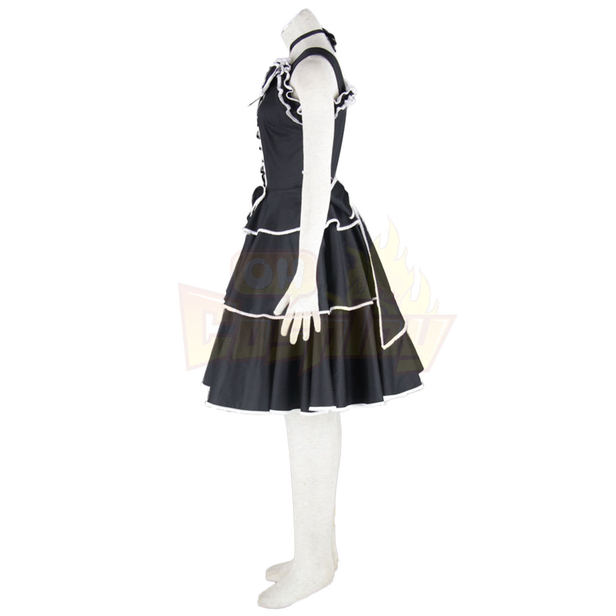 호화로운 로리타 문화 검은 Spaghitti 중간 드레스 코스프레 의상