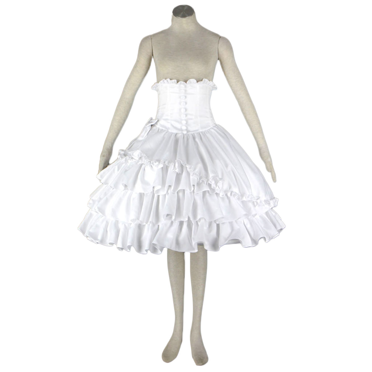 호화로운 로리타 문화 벨트 화이트 리본 절반 드레스 코스프레 의상