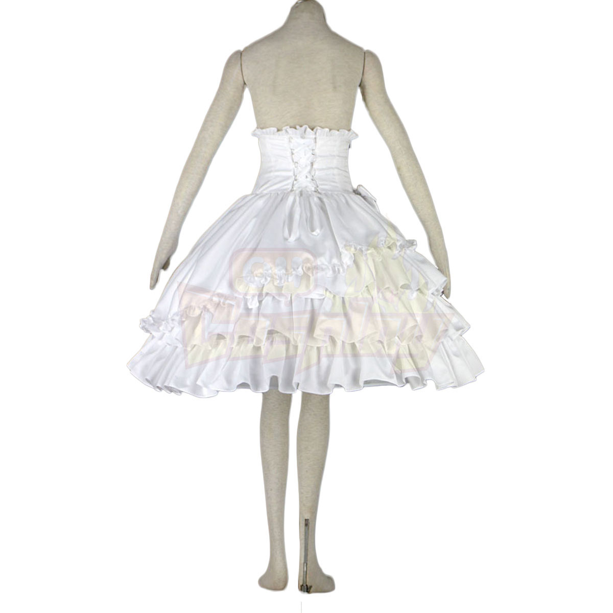 호화로운 로리타 문화 벨트 화이트 리본 절반 드레스 코스프레 의상