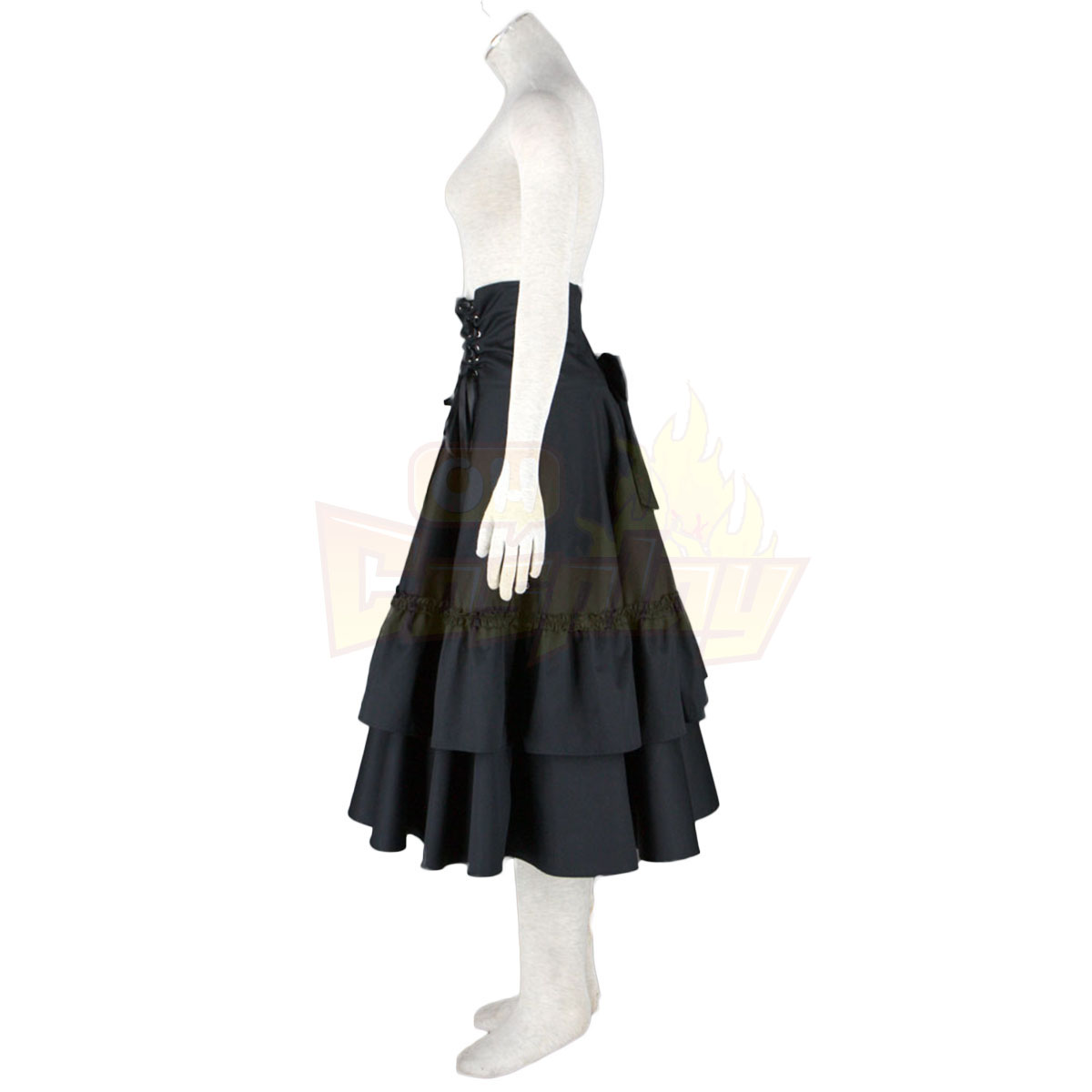 호화로운 로리타 문화 벨트 검은 활 긴 드레스 코스프레 의상