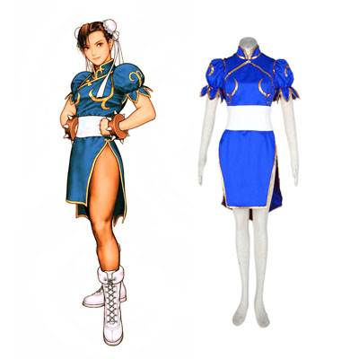 Street Fighter Chun-Li 1ST Blue Cosplay Costumes Deluxe Edition