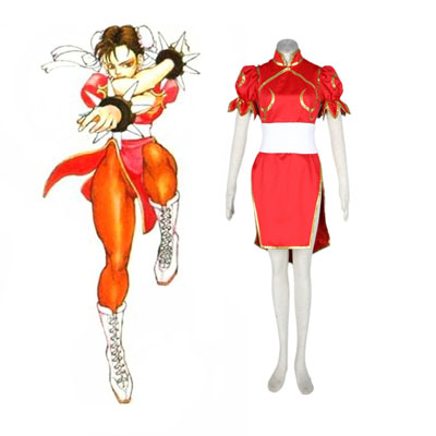 Street Fighter Chun-Li 4TH Red Cosplay Costumes Deluxe Edition