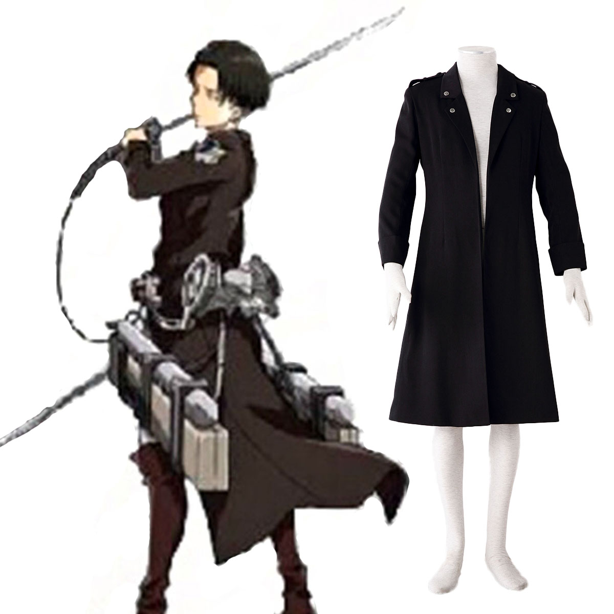 Attack on Titan Levi Black Cosplay Costumes Deluxe Edition