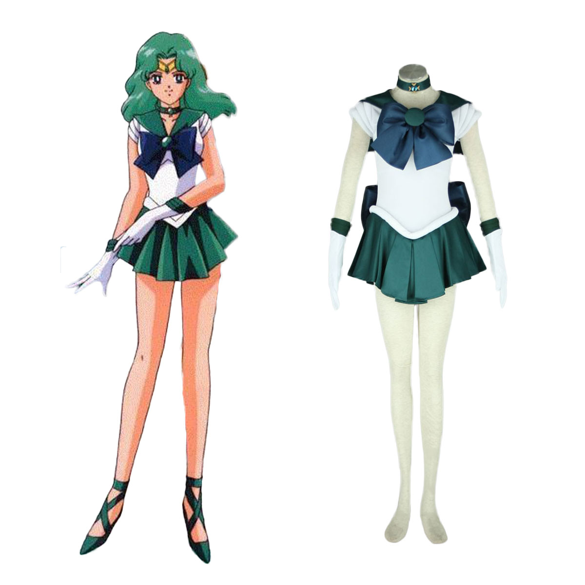 Sailor Moon Kaiou Michiru 1ST Cosplay Costumes Deluxe Edition