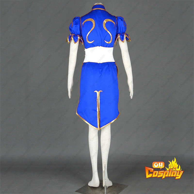 Street Fighter Chun-Li 1 Blå Cosplay Kostym