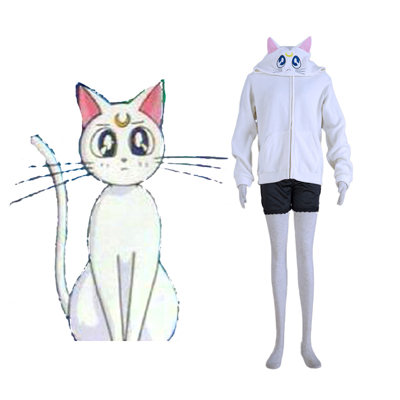 Sailor Moon vit Cat Artemis Cosplay Kostym