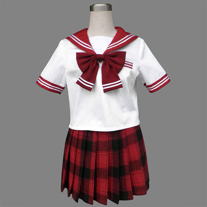 Sailor Uniform 6 Vermelho Grid Traje Cosplay