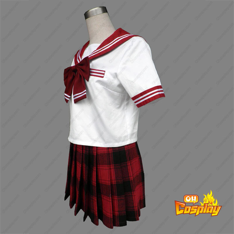 Sailor Uniform 6 Röd Grid Cosplay Kostym