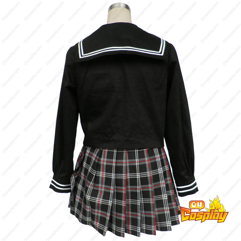 Sailor Uniform 7 Vermelho Preto Grid Traje Cosplay