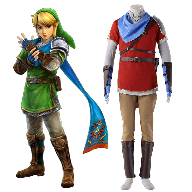 The Legend of Zelda Hyrule-Warriors Link 6 Röd Cosplay Kostym