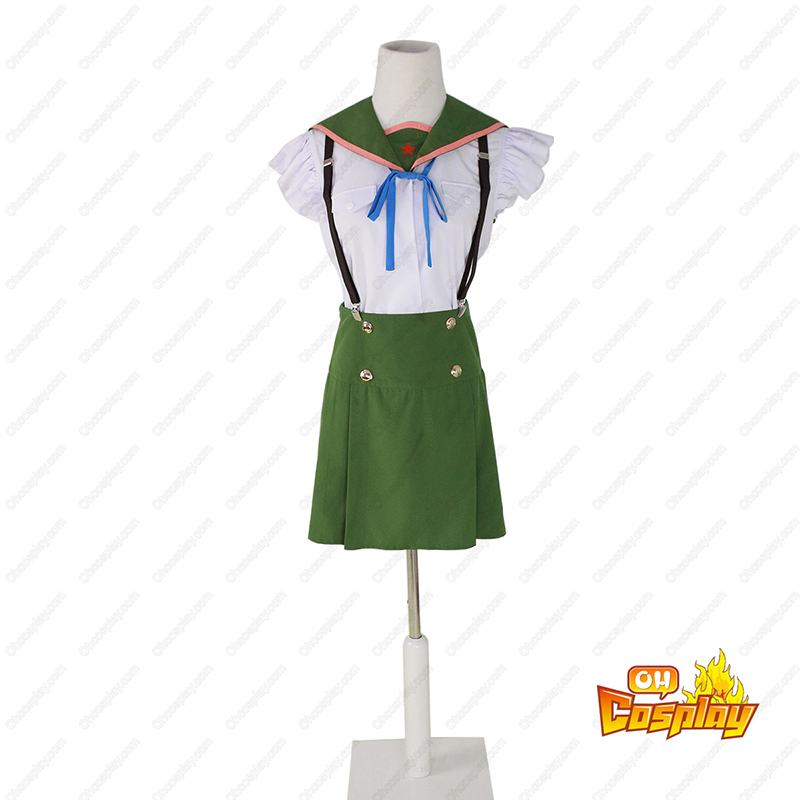 School-Live! Ebisuzawa Kurumi 1 Grön Sailor Cosplay Kostym