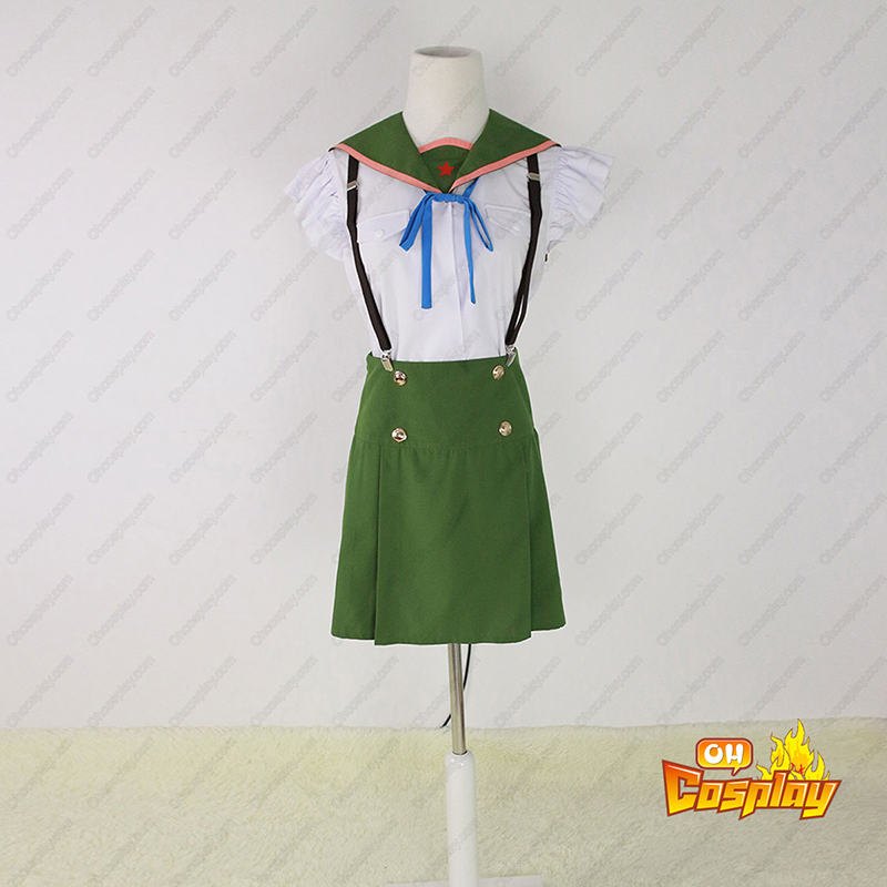 School-Live! Ebisuzawa Kurumi 1 Green Sailor Traje Cosplay