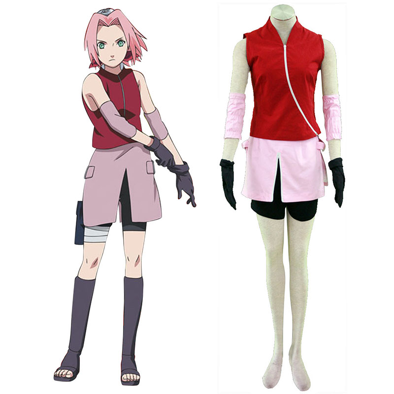 Naruto Shippuden Haruno Sakura 2 Cosplay Kostym