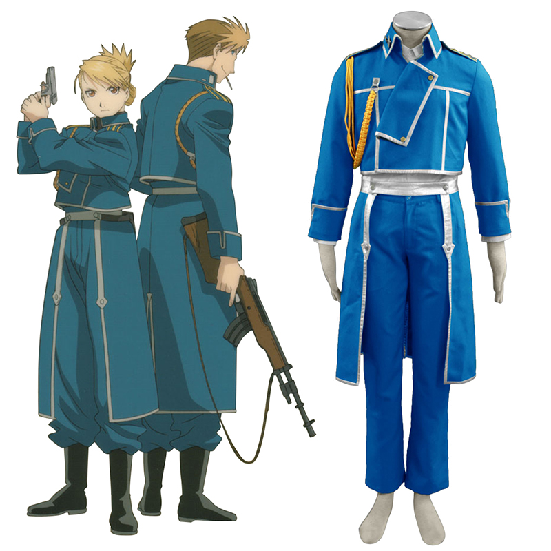Fullmetal Alchemist Male Military Uniform Cosplay Kostym