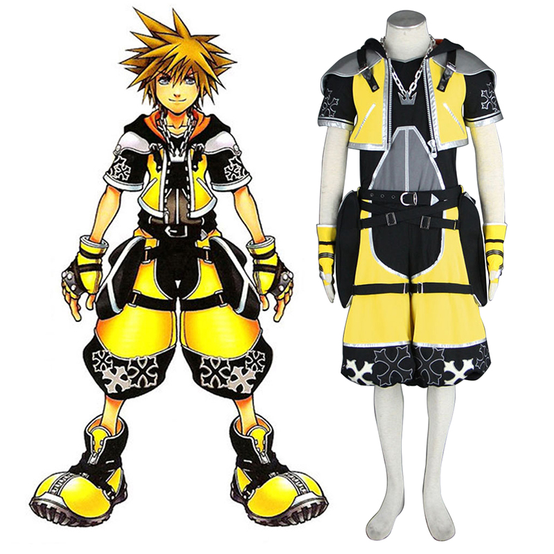 Kingdom Hearts Sora 3 Yellow Cosplay Kostym