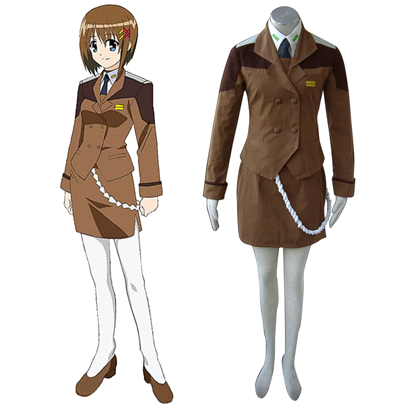 Magical Girl Lyrical Nanoha Kvinna Military Uniform Cosplay Kostym