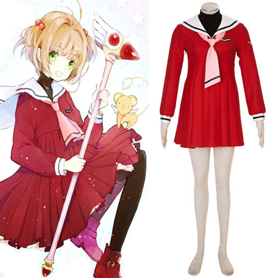 Cardcaptor Sakura Kinomoto Sakura 4 červená Sailor Cosplay Kostýmy