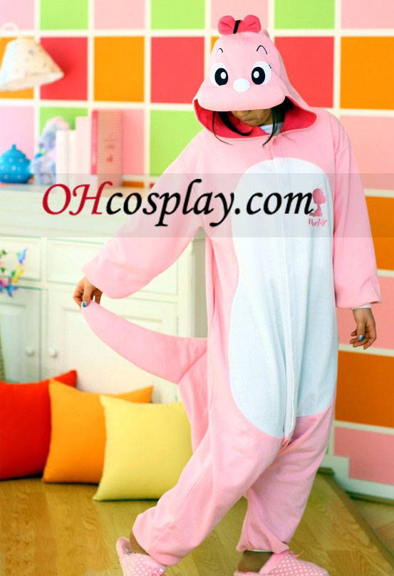 Dolly Pink Dinosaur Kigurumi Kostym Pyjamas