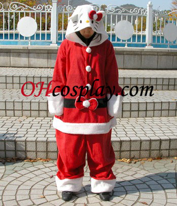 Santa Kitty Roupa pijama Vermelho Kigurumi