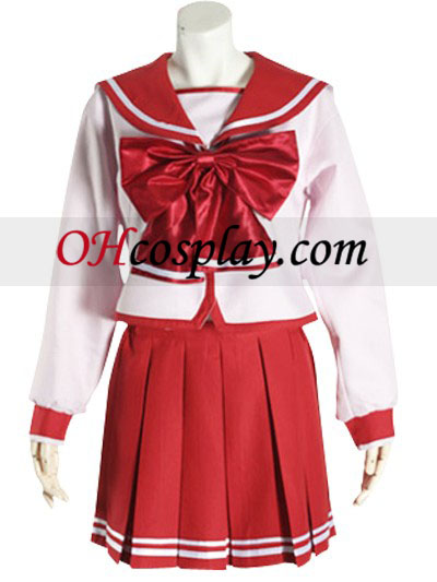 Bowknot Vermelho mangas longas uniforme escolar Cosplay Traje