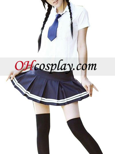 Biele krátke rukávy školskú uniformu kroj Cosplay