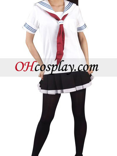 White Short Sleeves Sailor Uniform Cosplay Costume