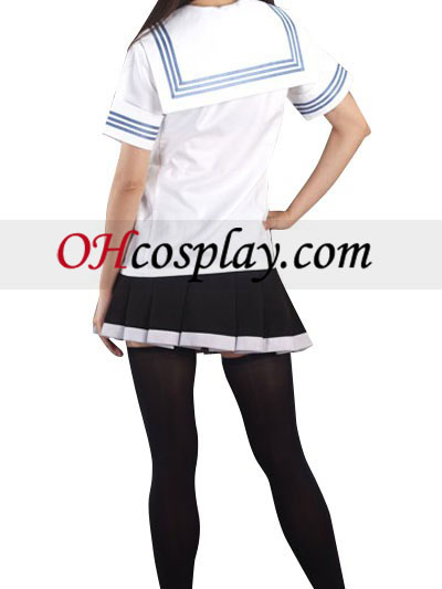 White Short Sleeves Sailor Uniform Cosplay Costume