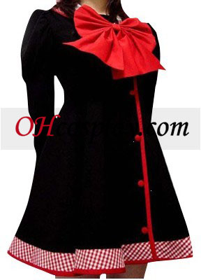Red Black Lange ærmer Kjole skoleuniform udklædning Kostume