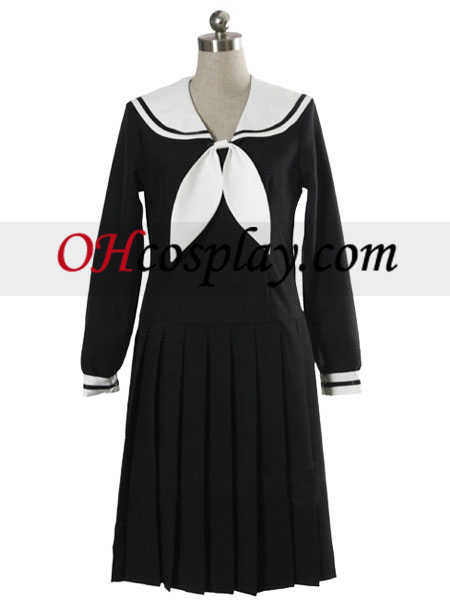 Black Lange ærmer Kjole skoleuniform udklædning Kostume