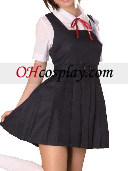 Black Dress Short Sleeves School Uniform Cosplay Costume