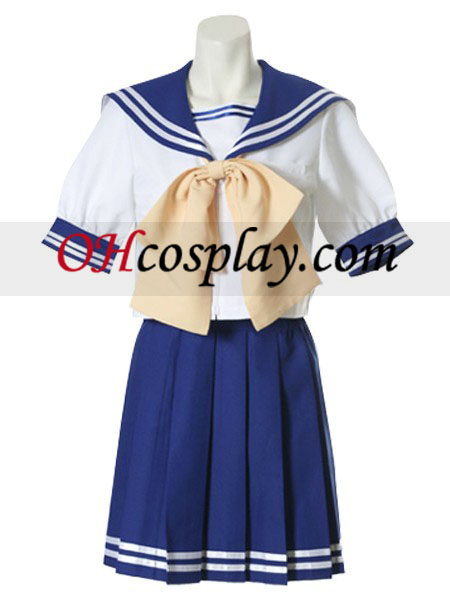 Mangas curtas azul uniforme escolar Cosplay Traje