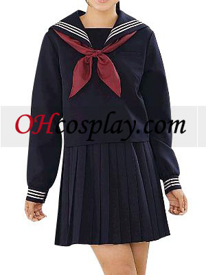 Cintura alta profundas mangas largas del marinero cosplay uniforme