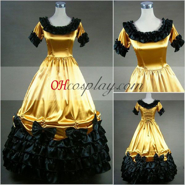 Žltá krátky rukáv gotický Lolita šaty