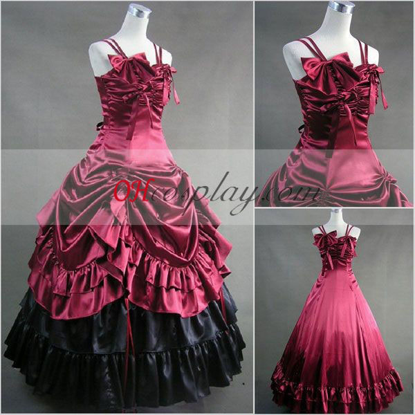 Ermeløs rød gotiske Lolita kjole