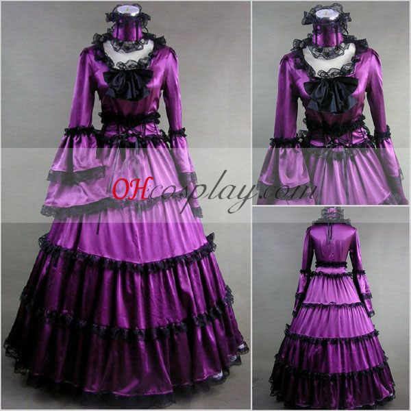Purple Long Sleeve Gothic Lolita Dress Halloween