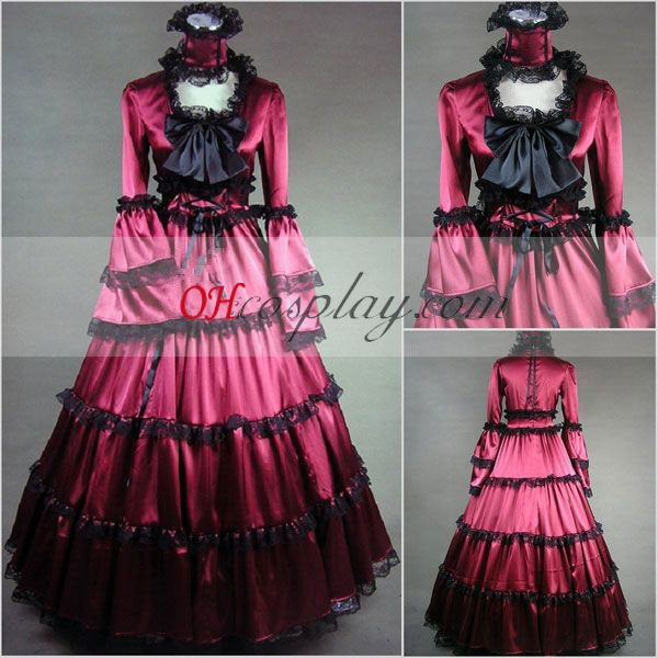 Red Long Sleeve Gothic Lolita Dress Halloween