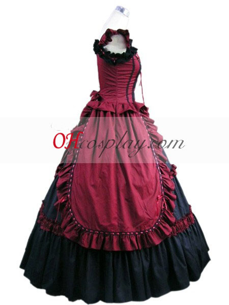 Vestido sem mangas Vermelha Gótica Lolita