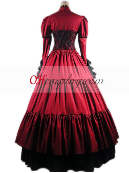 Red Long Sleeve Gothic Lolita Dress Cute
