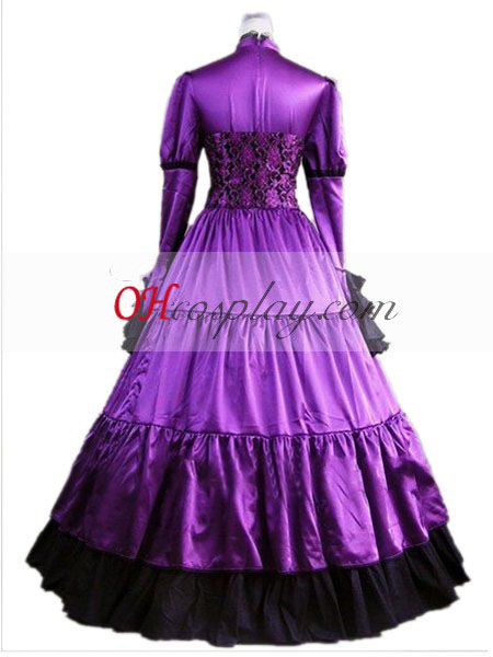 Фиолетовый длинный рукав вещи объемными платья