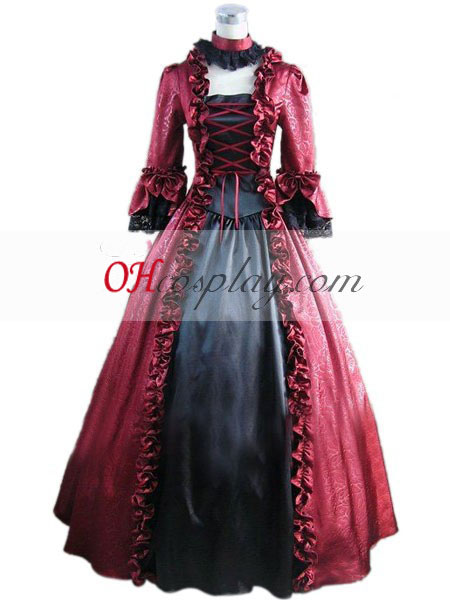 Röd långärmad Gothic Lolita Klänning