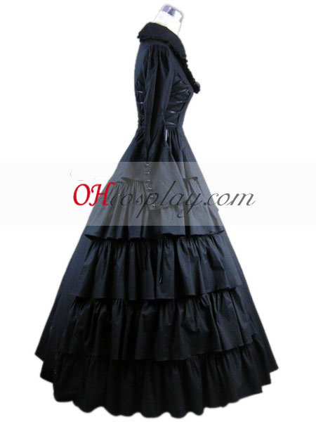 Черен дълъг ръкав готските Лолита рокля