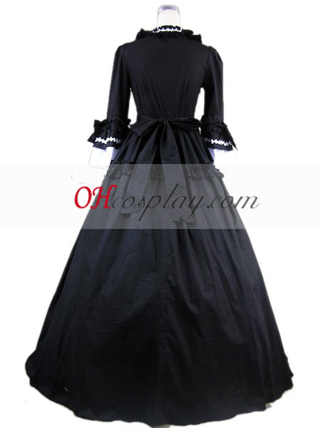 Musta ja sen väri on valkoinen pitkä holkki Gothic Lolita pukea