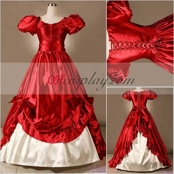Červená krátky rukáv gotický Lolita šaty
