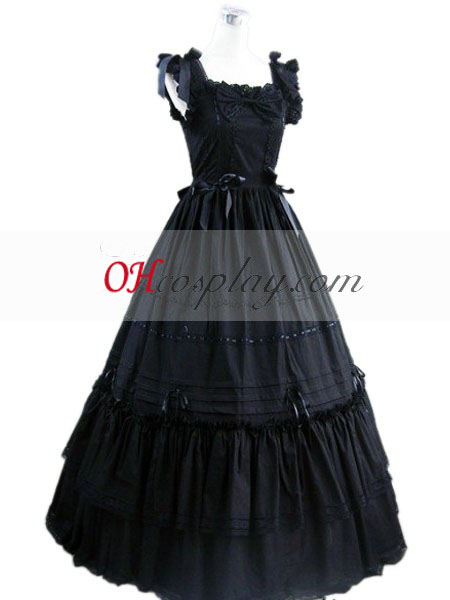Black Sleeveless Gothic Lolita Dress Halloween Cute