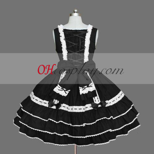 Black Gothic Lolita Dress Sleeveless Gowns