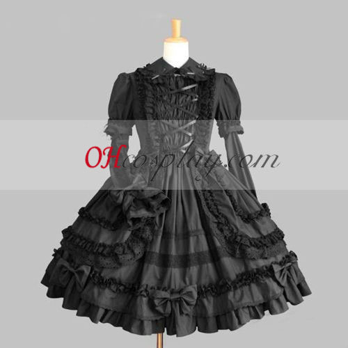 Black Gothic Lolita Dress Long Sleeves
