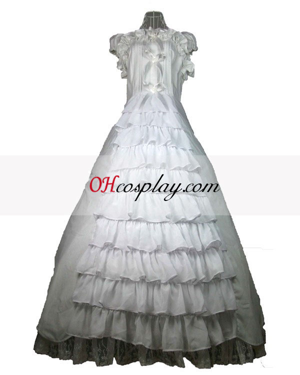Cutton Λευκή δαντέλα παραγεμισμένου Γκόθικ φορεσιά η Lolita φωτογραφίσαμε