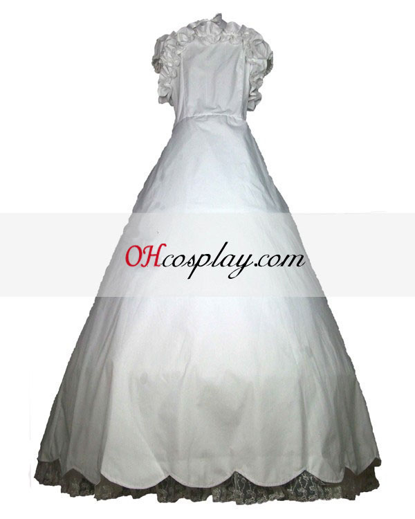 Cutton bielej čipky gotický Lolita šaty bez rukávov