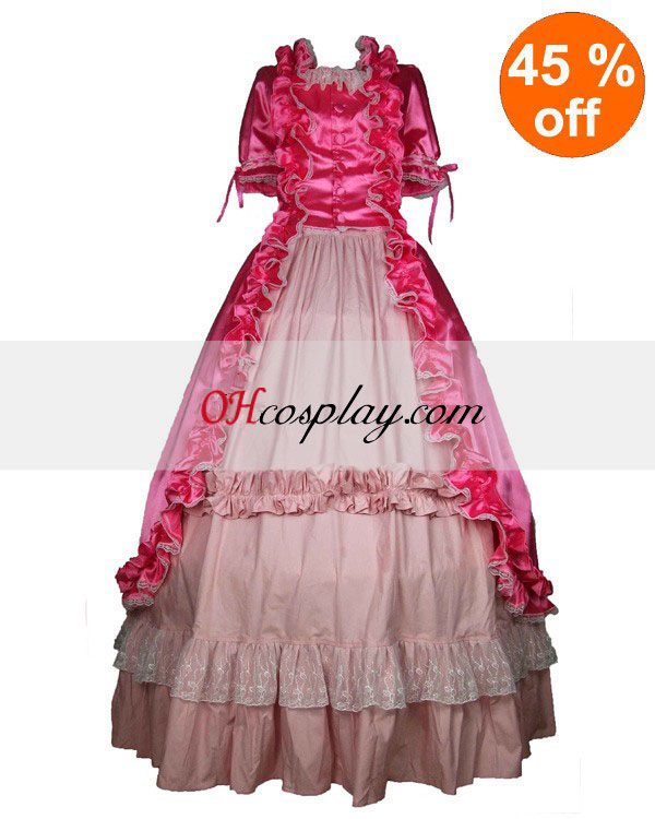 Rózsaszín szatén ruha rövid hüvely Gothic Lolita
