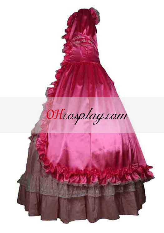 Satin ružová krátky rukáv gotický Lolita šaty